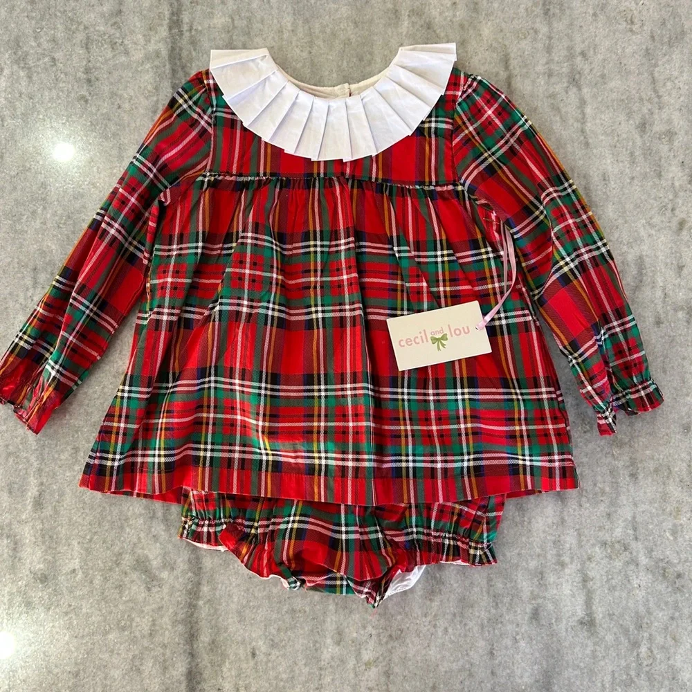 Cecil and Lou Red Plaid Shorts Set Size 4T